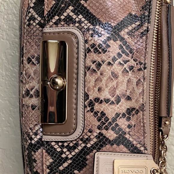 Coach Beige and Black Snake Print purse and wallet set. Excellent condition